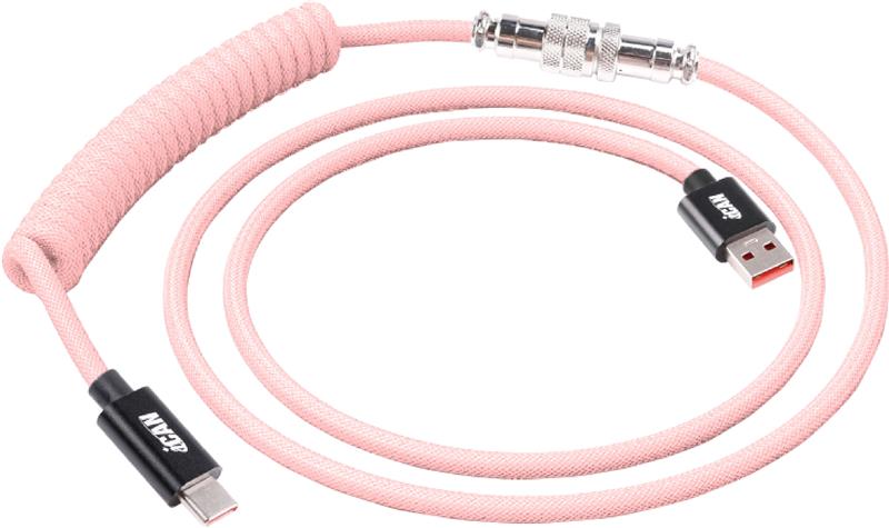 iCAN Type-A Male to Type-C Male Keyboard Cable, Pink, 5ft