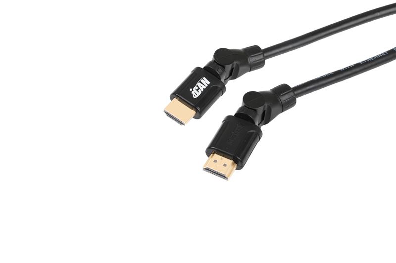 iCAN HDMI Cable 30AWG, 360° Swivel Connectors, 4K@60Hz, Gold Plated M/M - 6 Feet