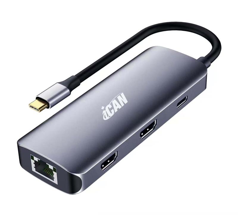 iCAN Station d'accueil USB-C double HDMI 7 en 1