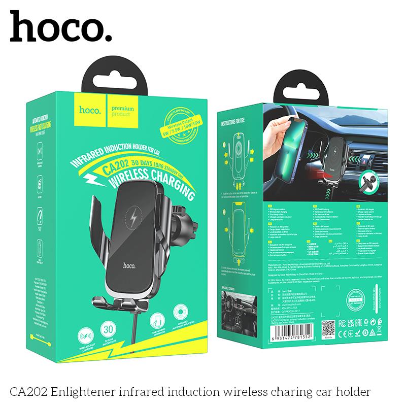 HOCO 15W Wireless Charging Car Holder with Auto-Sensing Canada