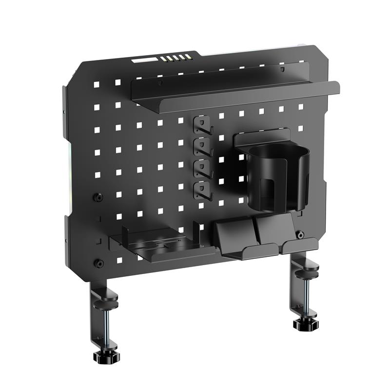 Panneau perforé de bureau à pince ICAN avec éclairage LED et accessoires, noir
