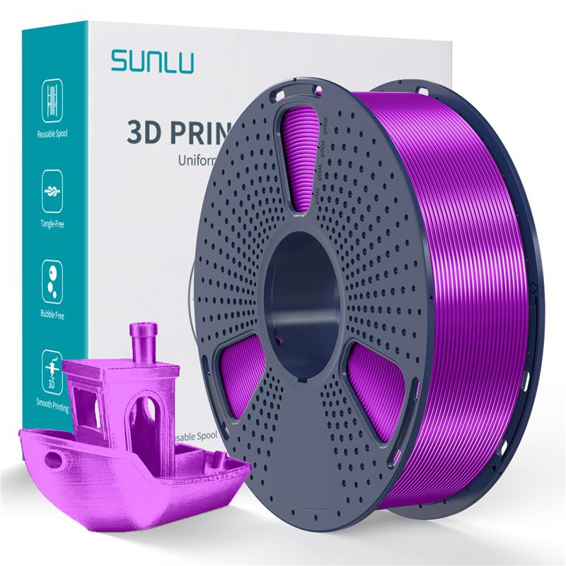 Sunlu 1.75mm, 1kg/spool, Silk PLA+ filament (Purple)