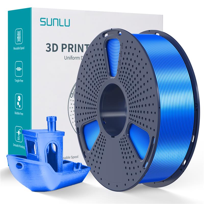 Sunlu 1.75mm, 1kg/spool, Silk PLA+ filament (Blue)