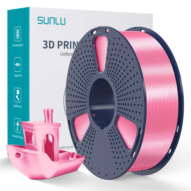 Sunlu 1.75mm, 1kg/spool, Silk PLA+ filament (Pink)