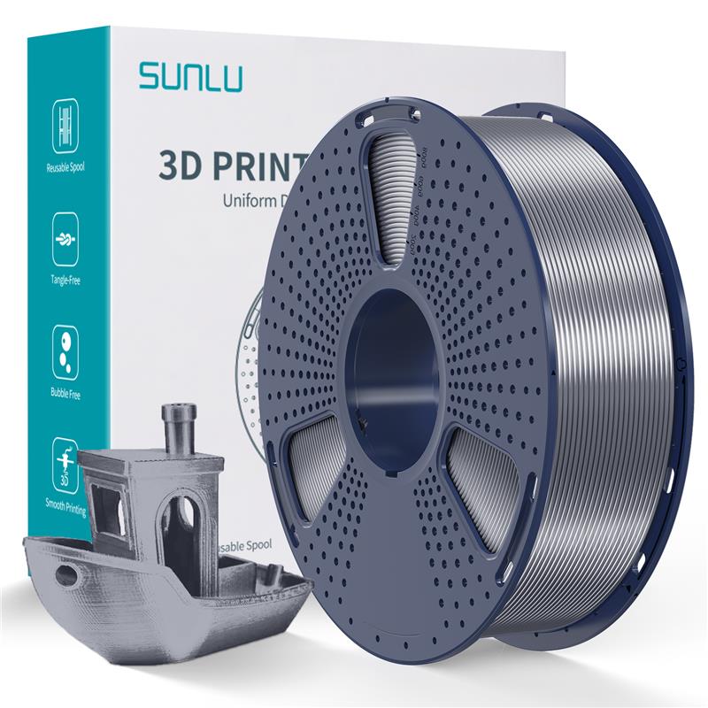 Sunlu 1.75mm, 1kg/spool, Silk PLA+ filament (Grey)