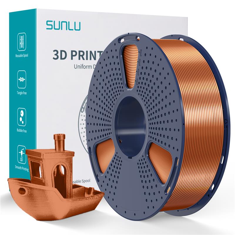 Sunlu 1.75mm, 1kg/spool, Silk PLA+ filament (Red Copper)