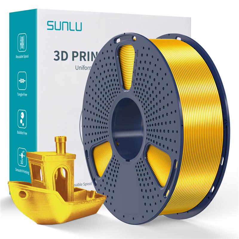 Sunlu 1.75mm, 1kg/spool, Silk PLA+ filament (Light Gold)