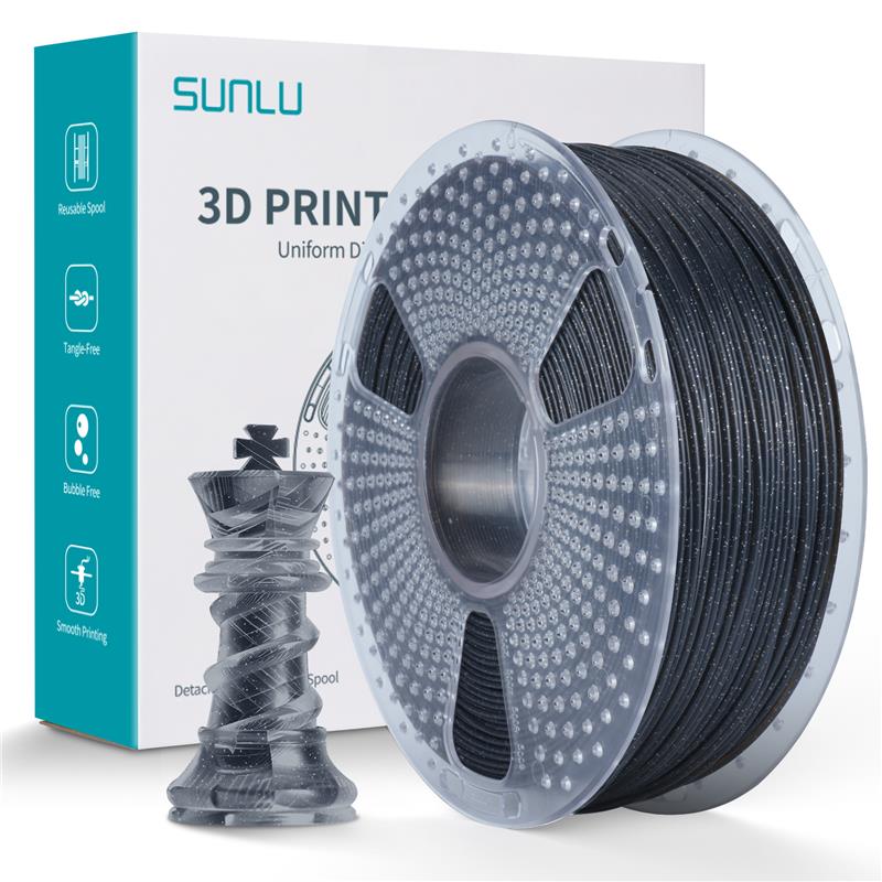 Sunlu 1.75mm, 1kg/spool, PLA Twinkling filament (Black)