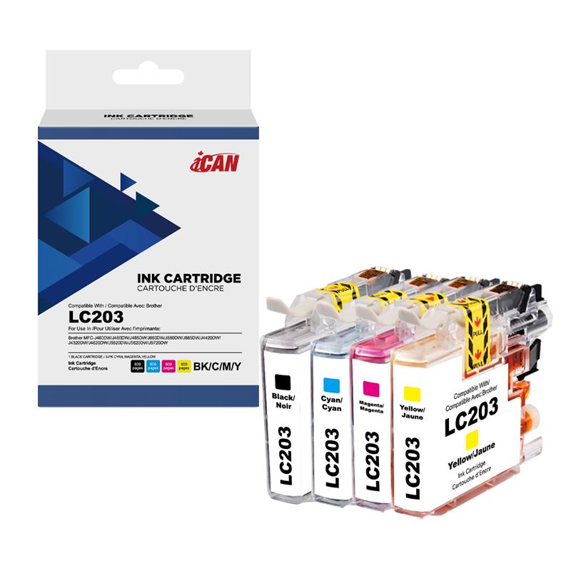 iCan Compatible Brother LC203 Black and Tri-color Ink Cartridge