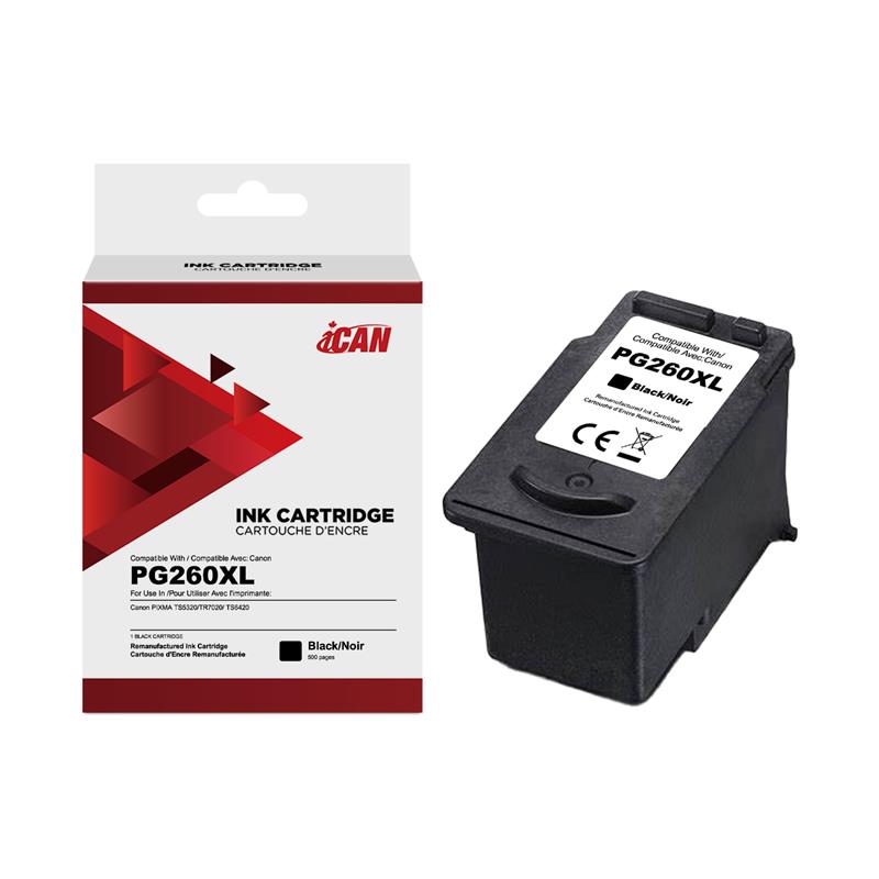 iCan Canon PG260XL Black Ink Cartridge (Remanufactured)