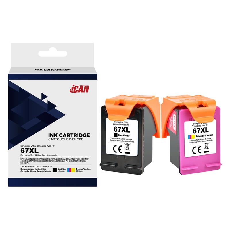 iCan HP 67XL Black and Tri-color Ink Cartridge (Remanufactured)