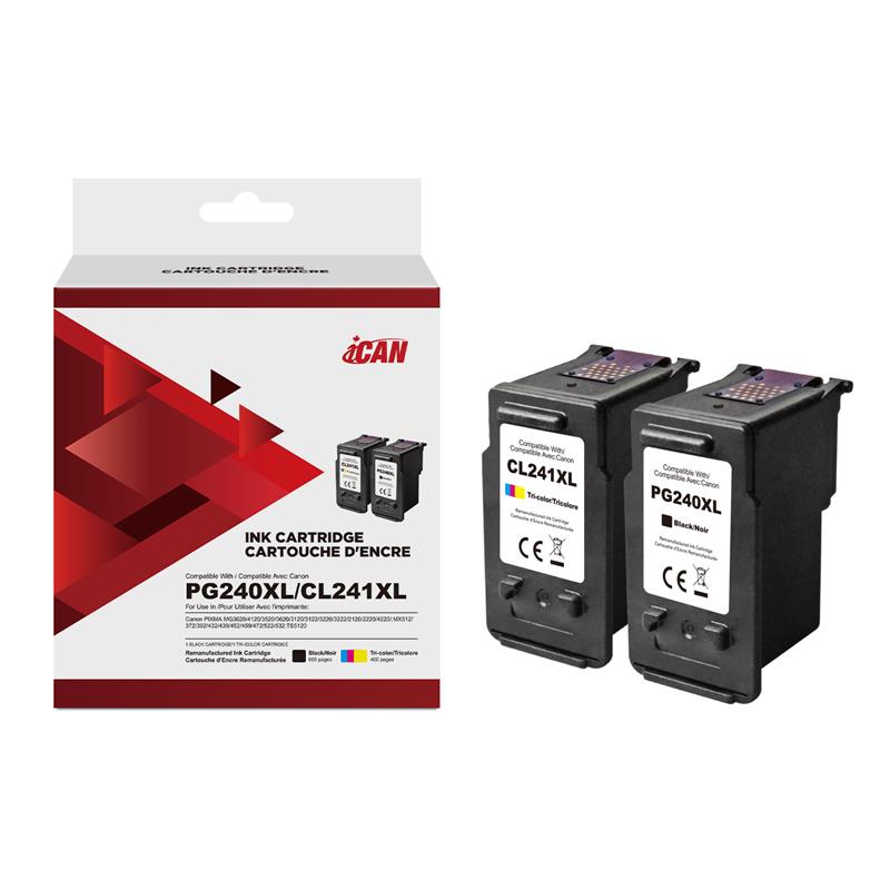 Cartouche d'encre noire iCan Canon PG240XL et CL241XL