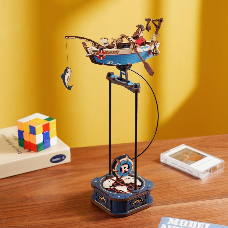 Puzzle 3D en bois à monter soi-même avec pendule Ocean Fisher ROKR MCD02