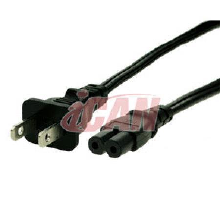 Câble d'alimentation externe pour ordinateur portable iCAN 18 AWG, 2 broches non polarisées, 3 pieds