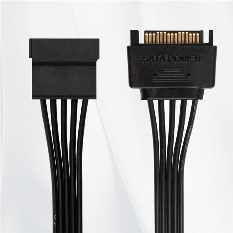 iCAN 15-pin SATA power extension cable - male to female - 10", Black