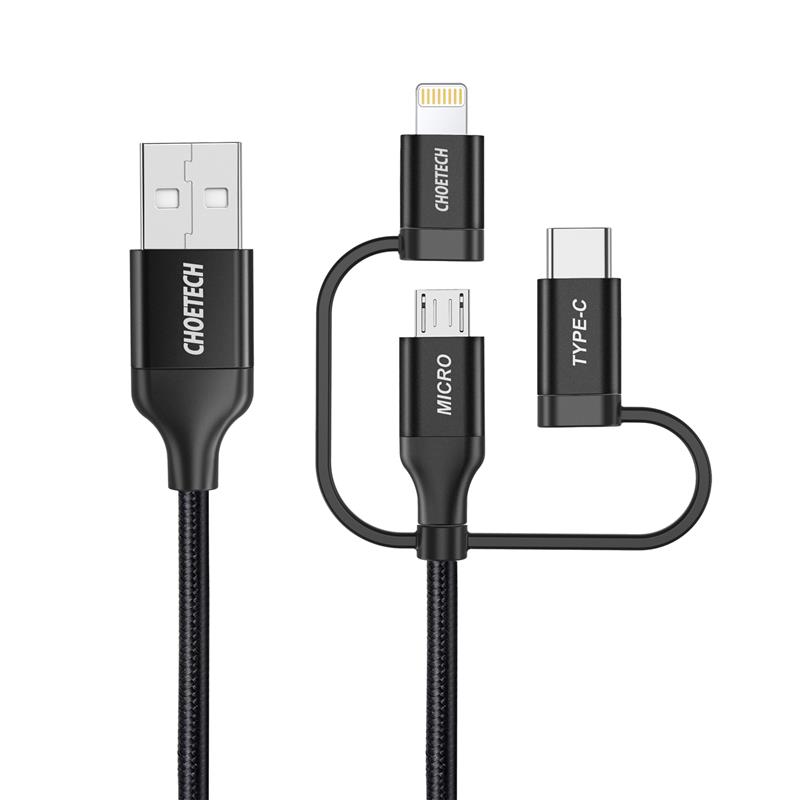 Choetech MFi 3 in1 nylon charging cable, 1.2m (4ft)(Open Box)