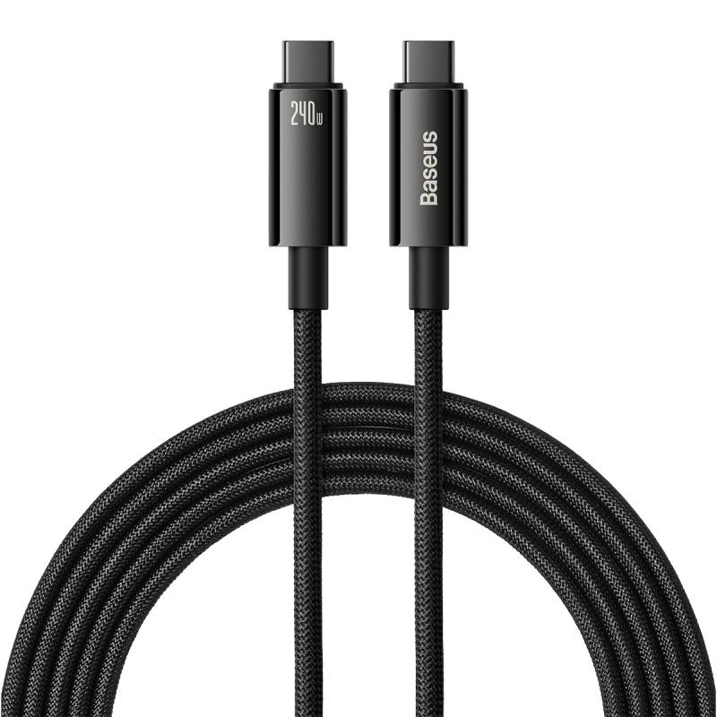 Câble de données de charge rapide Baseus Tungsten Gold USB Type-C vers Type-C 240 W, 3 m, noir