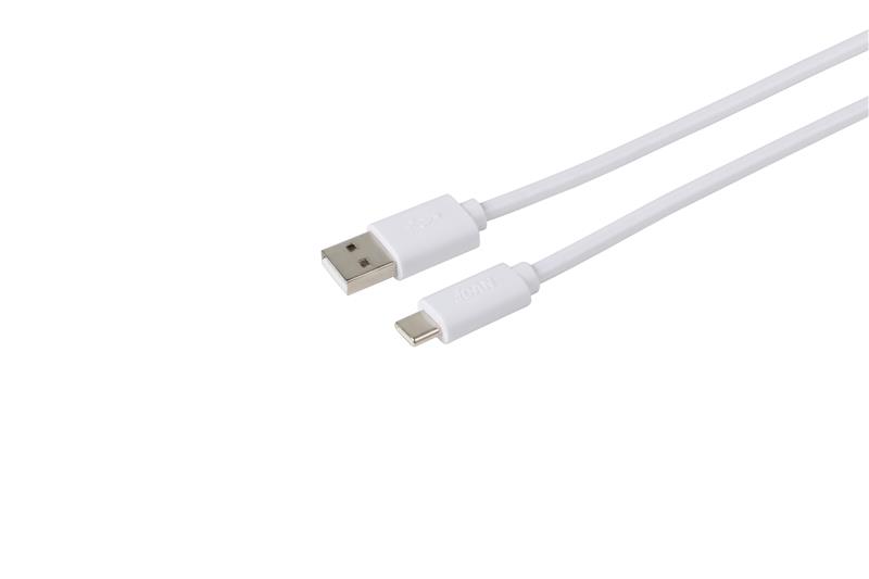 iCAN  USB-A 2.0 to USB Type-C Cable, 2m (6.6ft), White