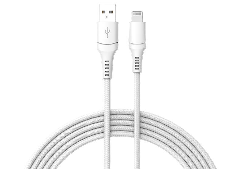 iCan USB-A 2.0 to MFi Lightning Cable, M/M, Braided, 1m (3.3ft), White