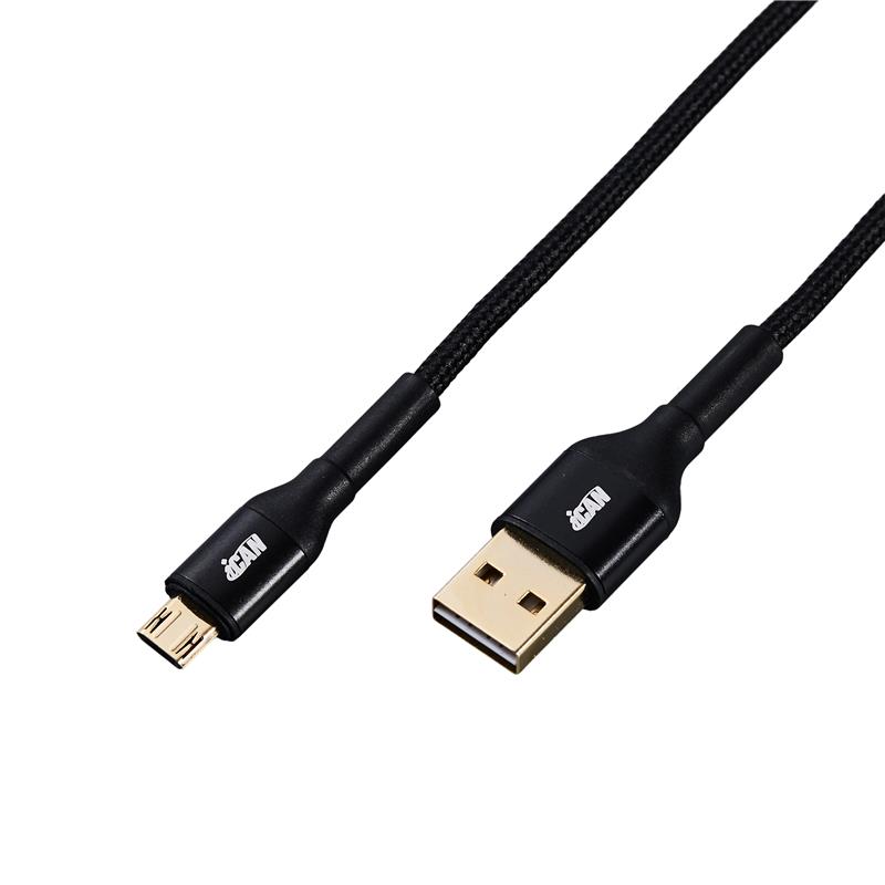 Câble iCAN USB 2.0 Type-A Mâle vers Micro B Mâle, 480 Mbps, 6 pieds, N(Open Box)