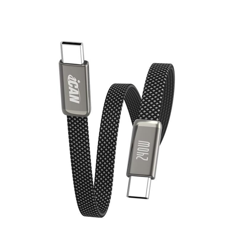 iCAN USB 2.0 Ultra-thin Type-C Male to Male Flat Cable, 240W, 3ft(Open Box)