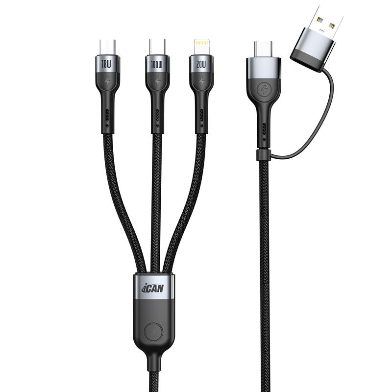Câble iCAN USB 2.0 3 en 2, 100W, 4 pieds(Open Box)