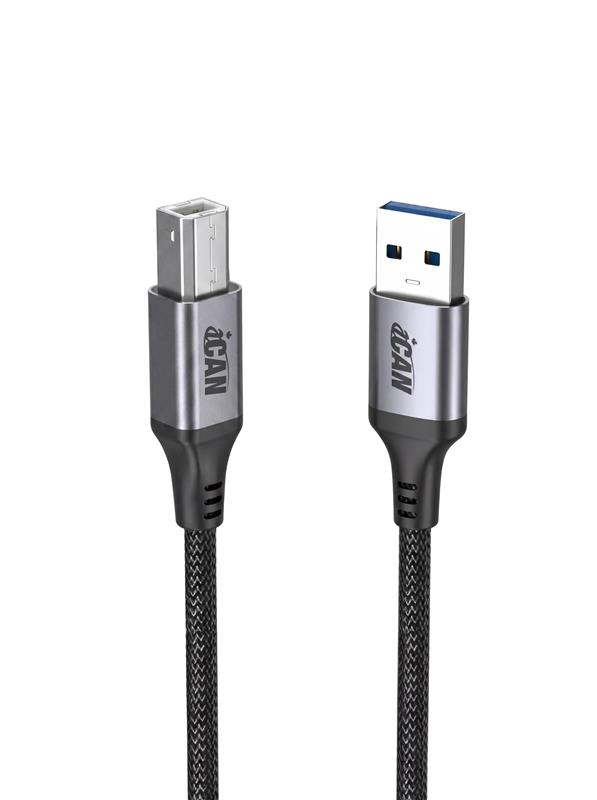 iCAN USB 2.0 Type-A Male to Type-B Male Cable, 6ft