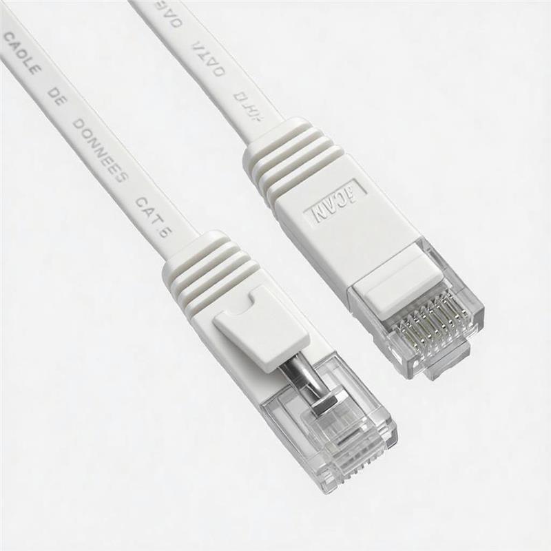 Câble Ethernet Gigabit plat iCAN CAT6, 1 000 Mbit/s, 32 AWG, 45 pi, blanc