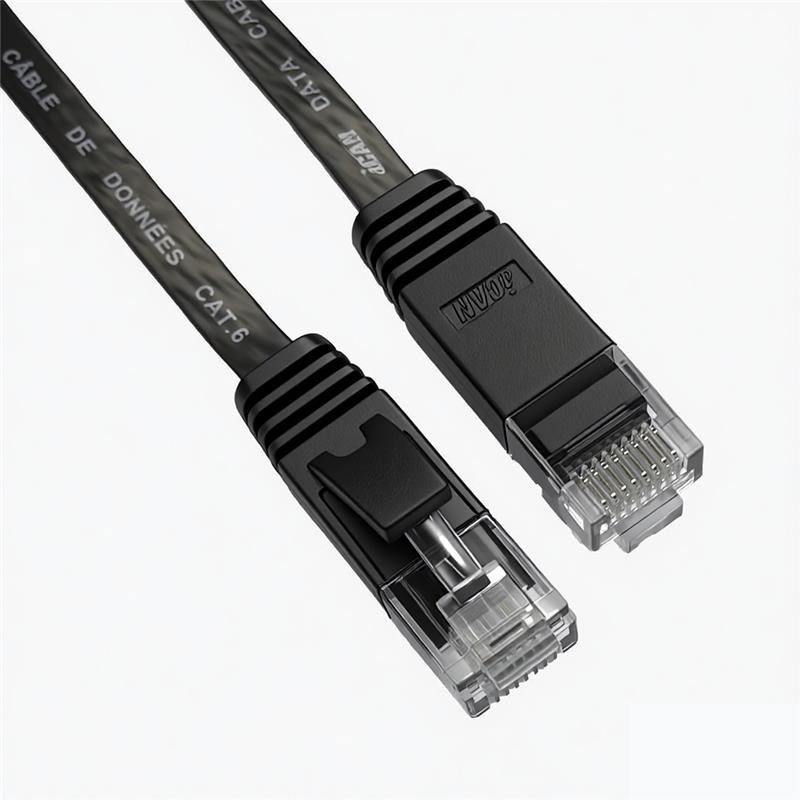 iCAN CAT6 Flat Gigabit Ethernet Cable, 1000Mbps, 32AWG, 3FT, Black