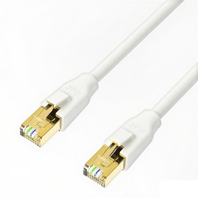 iCAN CAT7 Ethernet Patch Cable, High Speed 10Gbps 600MHz, Double Shielded S/FTP 26AWG, Gold Plated, 15FT, White