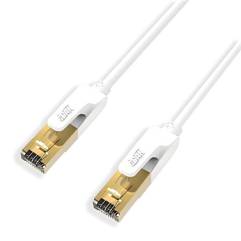 iCAN CAT7 Ethernet Cable,10Gbps 600MHz, SSTP, Gold Plated, 7FT, White