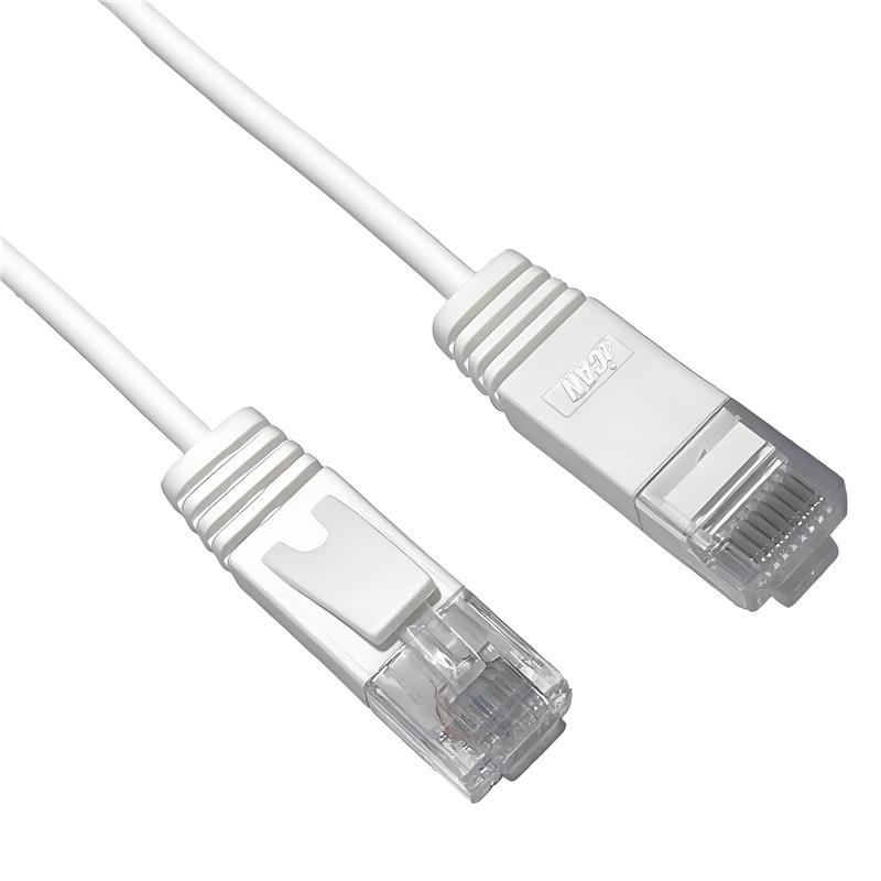 Câble Ethernet fin iCAN CAT6, 1 000 Mbps, cuivre nu pur, 2,1 m, blanc