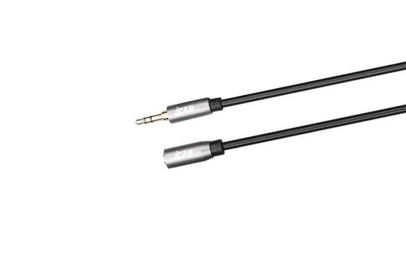Câble d'extension audio stéréo iCAN 3,5 mm, coque en aluminium, 25 pieds