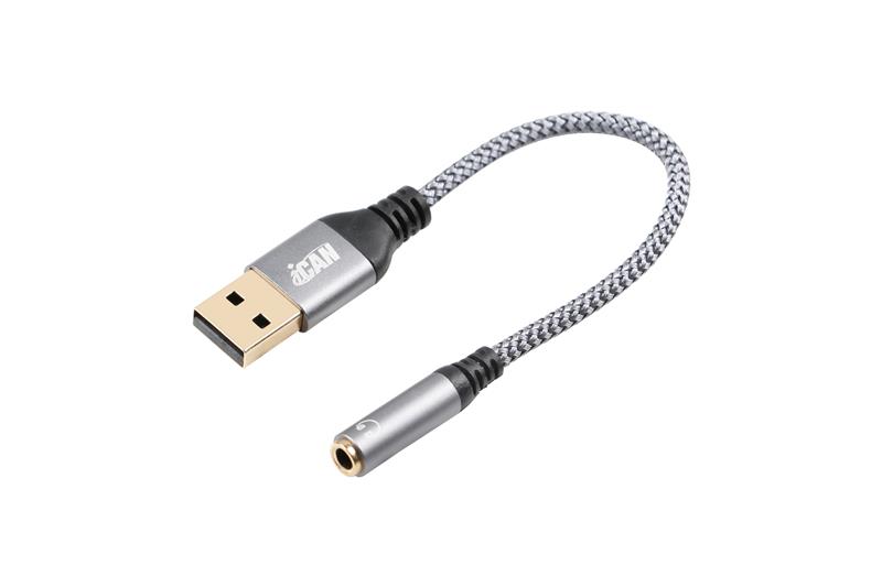 iCAN USB-A M to 3.5mm Audio F Adapter