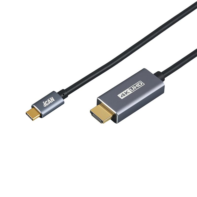 iCAN USB Type-C to HDMI Cable, 4K@60Hz, Aluminum Shell, 6ft, Black