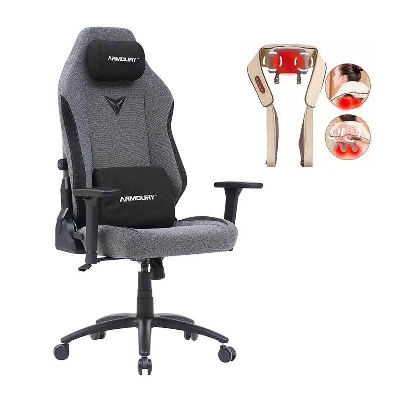 Armoury Ergonomic Fabric Gaming Chair + iCAN R8-SM Head Shoulder and Neck Massager