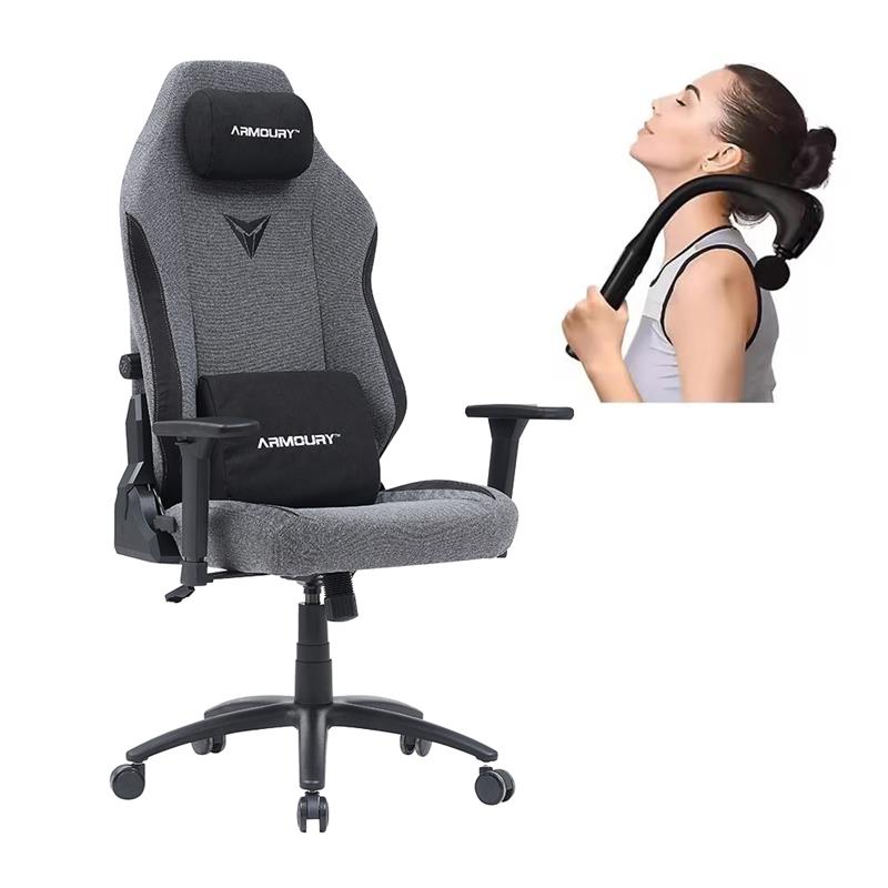 Armoury Ergonomic Fabric Gaming Chair + iCAN JH-B2 Massage Gun with Extension Handle and 4 Massage Heads