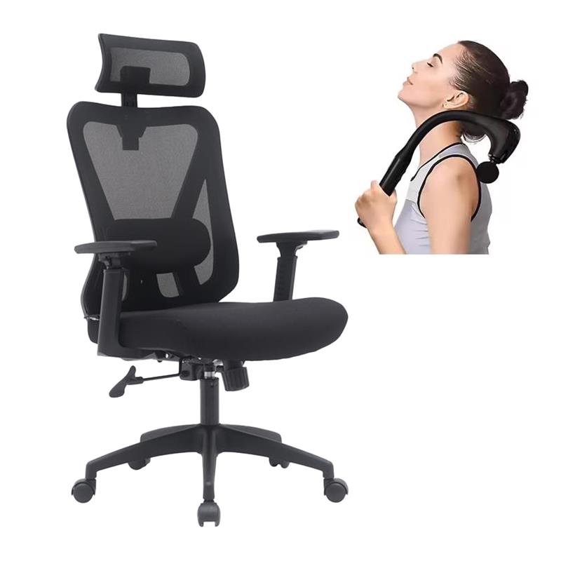 iCAN KW-M25 Mesh Office Chair + iCAN JH-B2 Massage Gun with Extension Handle and 4 Massage Heads
