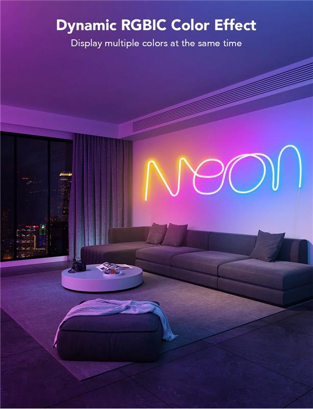 Kingunion 9.8FT LED RGB Neon Rope Lights, Smart APP and Remote Control