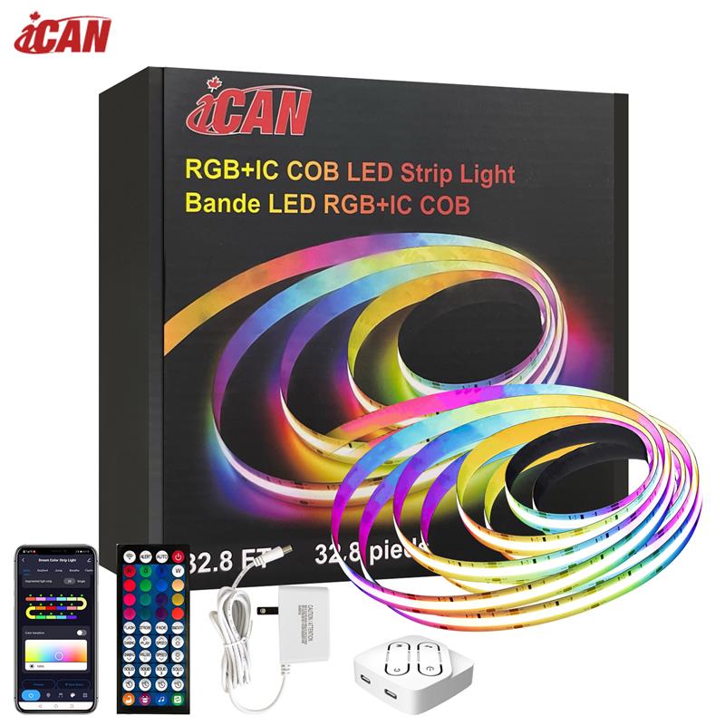 iCAN RGB+IC COB LED 32.8ft Strip Lights, Music Sync, Home Decor.(Open Box)