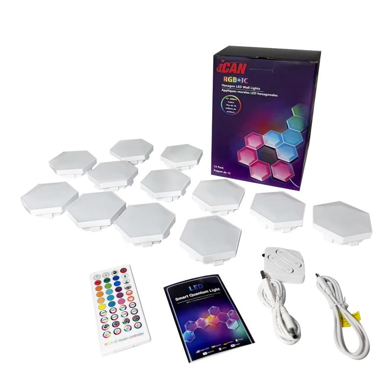 iCAN Hexagon Light Panels, RGB+IC Hexagon LED Wall Lights.(Open Box)