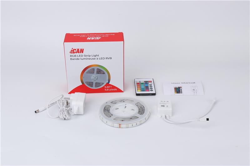 iCAN Bandeau LED RGB 3 m – Basique sans défilement