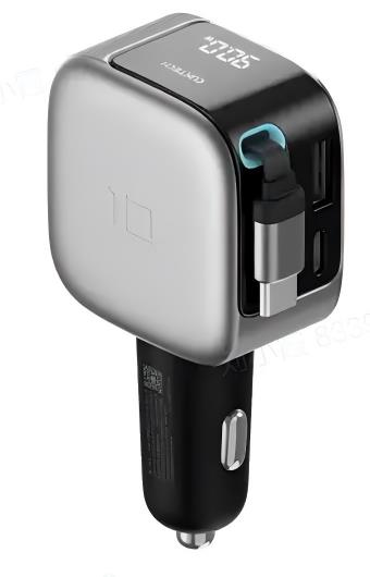 CUKTECH 85W 3-in-1 Digital Car Charger with 2.3 Ft Cable