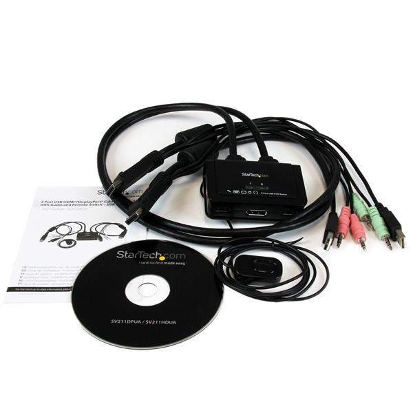 STARTECH 2-Port USB DisplayPort Cable KVM Switch w/Audio&Remote Switch(Open Box)