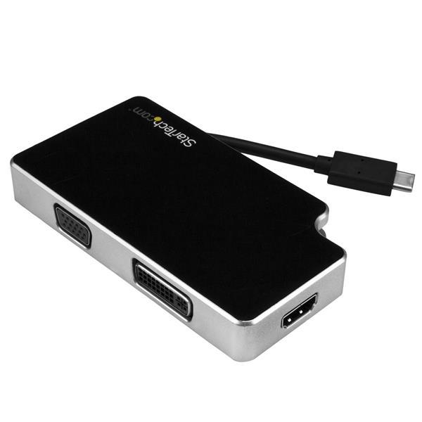 StarTech Travel A/V Adapter: 3-in-1 USB-C to VGA, DVI or HDMI - 4K (CDPVGDVHDB) | -3-in-1 adapter - USB-C to VGA, USB-C to DVI 