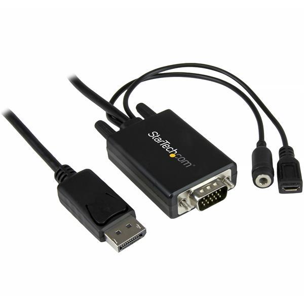 StarTech DisplayPort to VGA Adapter Cable with Audio - 6ft (2m) (DP2VGAAMM2M) | -Create a clutter-free work environment by plac