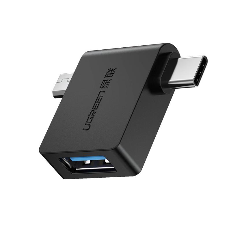 UGREEN 30453 Micro USB+ USB-C to USB 3.0 Adapter, Black