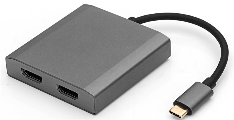 iCAN Type C to Dual HDMI Adapter, 4K, SST+MST, Grey(Open Box)