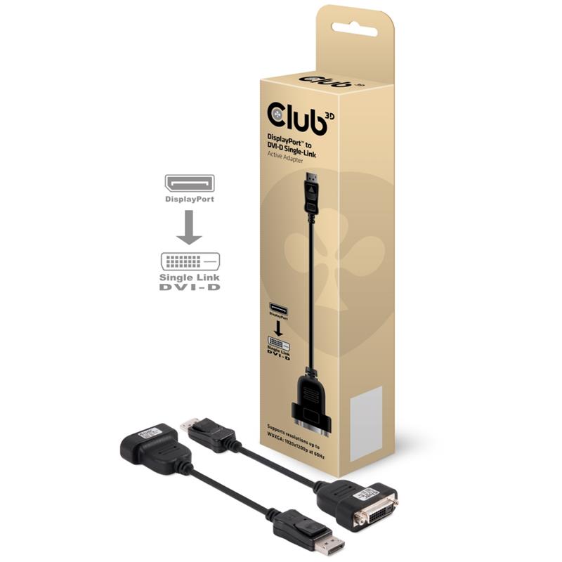 CLUB 3D DisplayPort (M) to Active DVI Single Link (F) Active Adapter(Open Box)