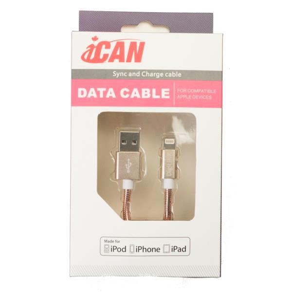 iCAN Lightning Cable with Fully Shielded and Metal Braided Jacket - 3 ft (AP MFILTN-M03R)